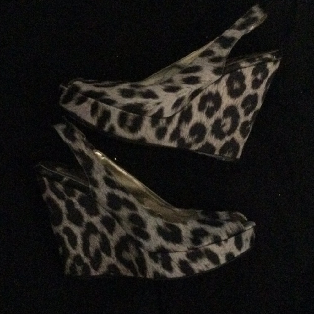 Stella McCartney Leopard Satin Wedges. Size 37